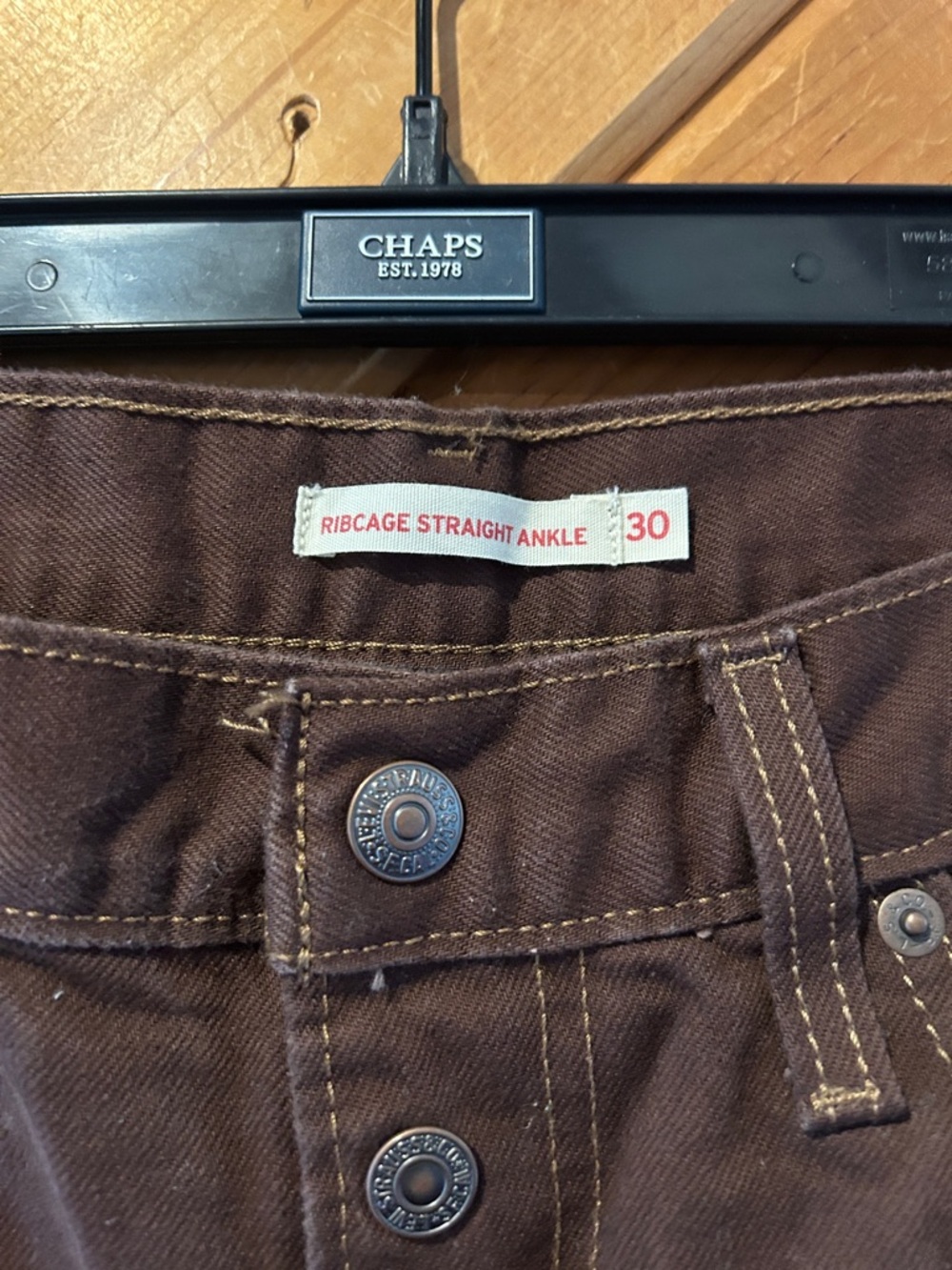 Levi's Ultra-High Rise Ribcage Straight Ankle Brown Coffee Jeans - Picture 6 of 7